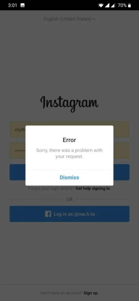 Instagram Login Problem